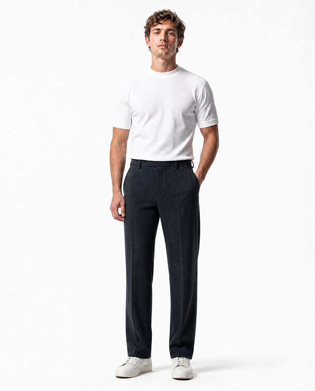 IOS PANTS straight - DARK GREY MEL.