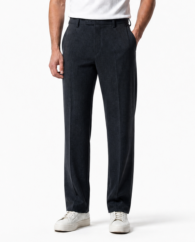 IOS PANTS straight - DARK GREY MEL.