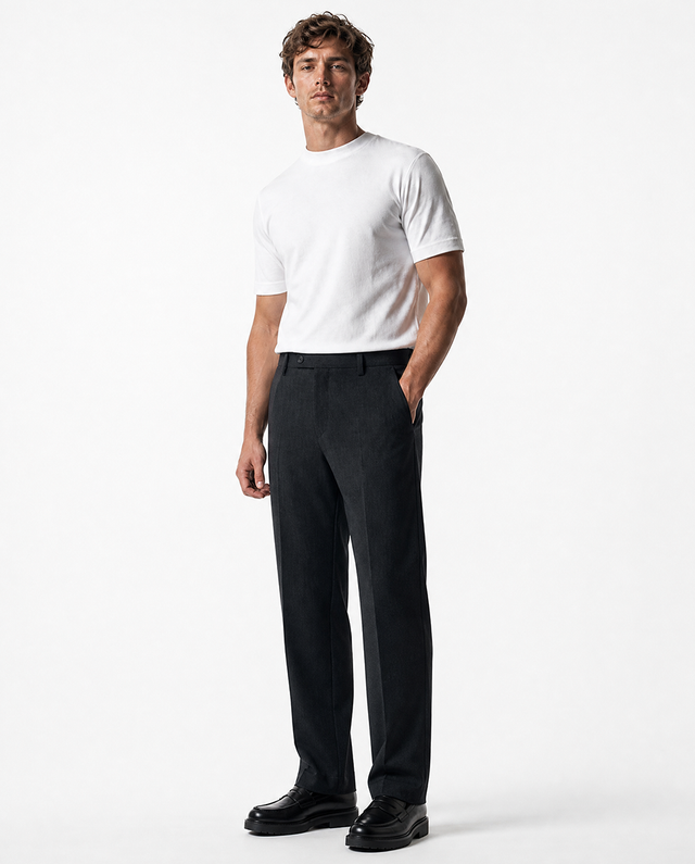 IOS PANTS straight - DARK GREY MEL.