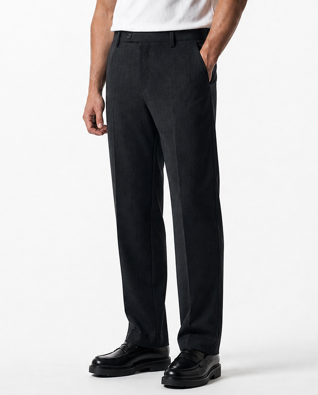 IOS PANTS straight - DARK GREY MEL.