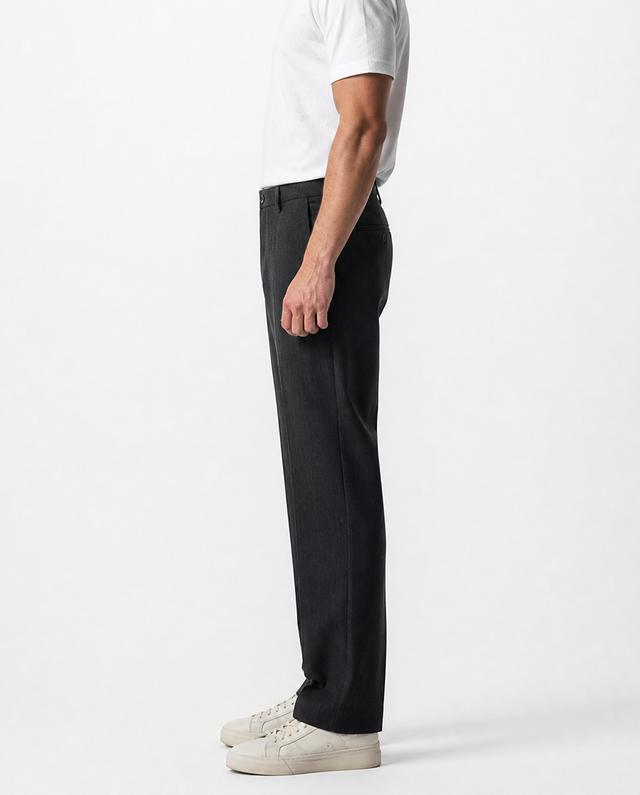 IOS PANTS straight - DARK GREY MEL.