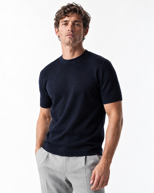 IOS KNITTED T-SHIRT -  NAVY