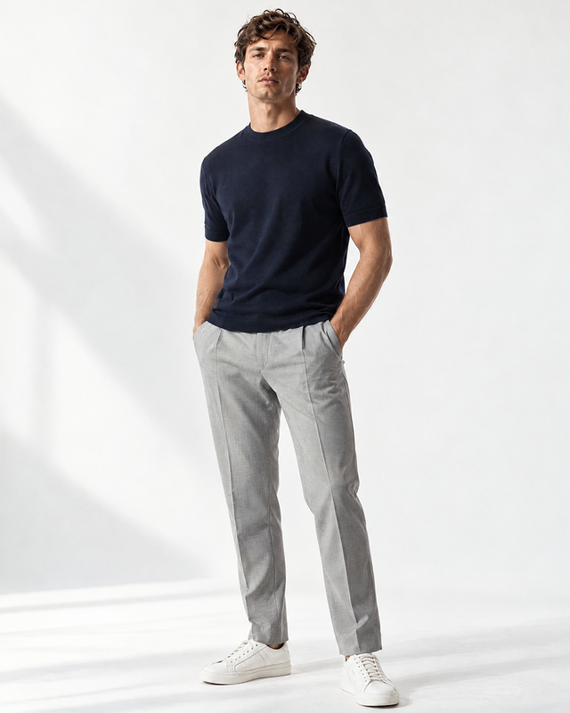 IOS KNITTED T-SHIRT -  NAVY