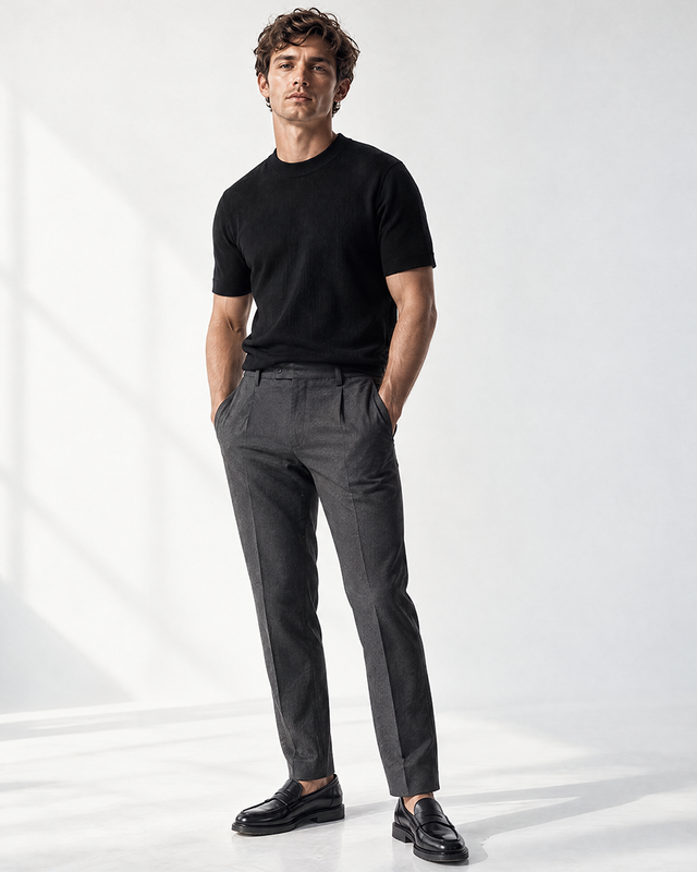 IOS KNITTED T-SHIRT -  BLACK