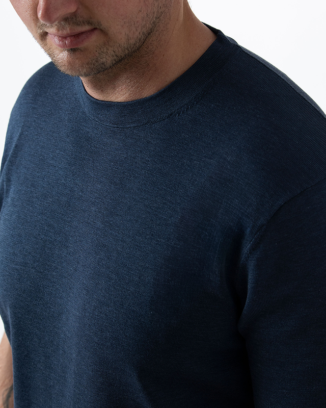 IOS KNITTED T-SHIRT - STEEL BLUE