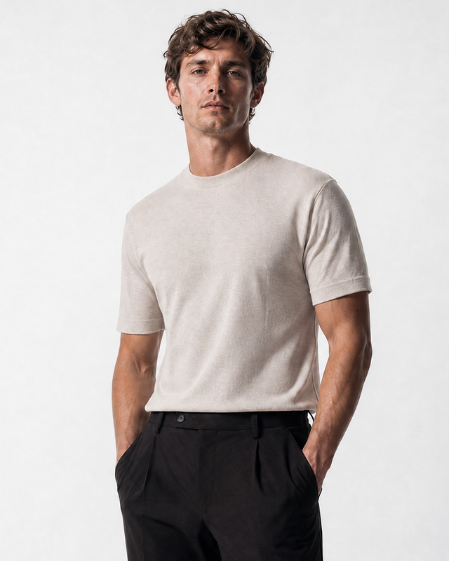 IOS KNITTED T-SHIRT -  BEIGE MEL.