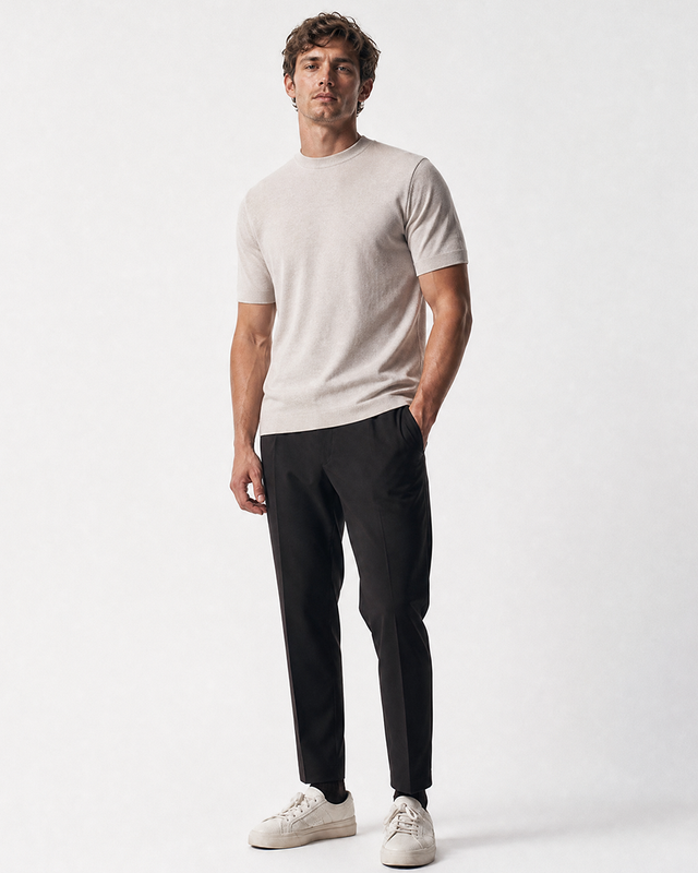 IOS KNITTED T-SHIRT -  BEIGE MEL.