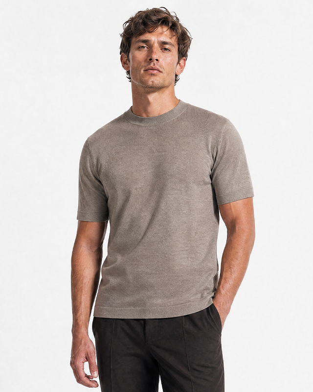 IOS KNITTED T-SHIRT - LIGHT TAUPE