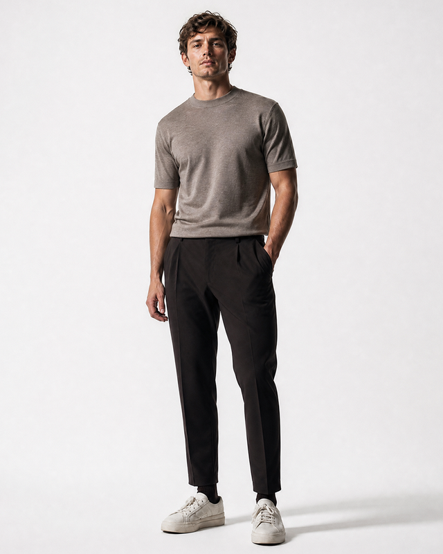 IOS KNITTED T-SHIRT - LIGHT TAUPE