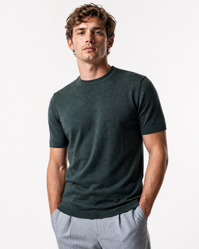 IOS KNITTED T-SHIRT - DARK GREEN