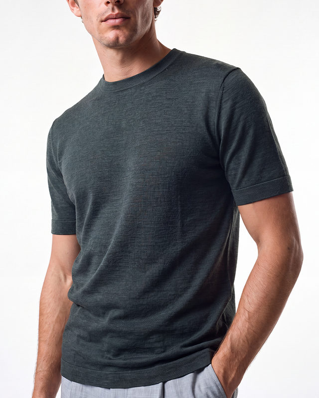 IOS KNITTED T-SHIRT - DARK GREEN