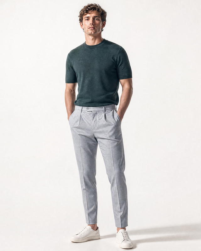 IOS KNITTED T-SHIRT - DARK GREEN