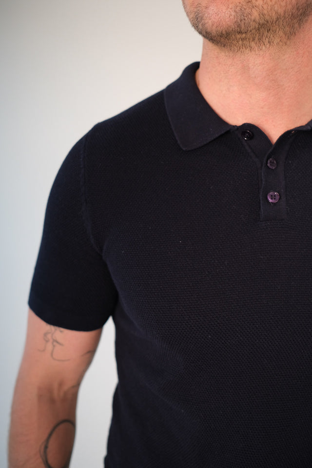 IOS KNITTED POLO -  NAVY