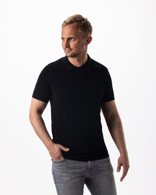 IOS KNITTED POLO - BLACK
