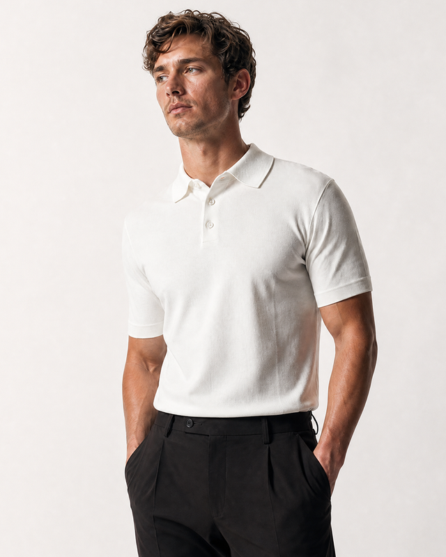IOS KNITTED POLO -  IVORY