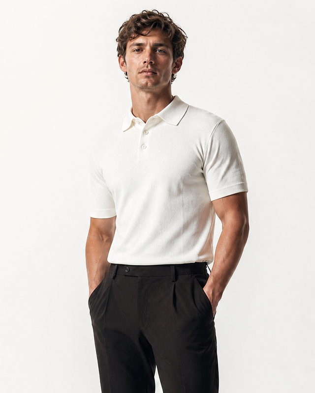 IOS KNITTED POLO -  IVORY