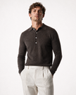 IOS KNITTED POLO longsleeve - DARK BROWN MEL.