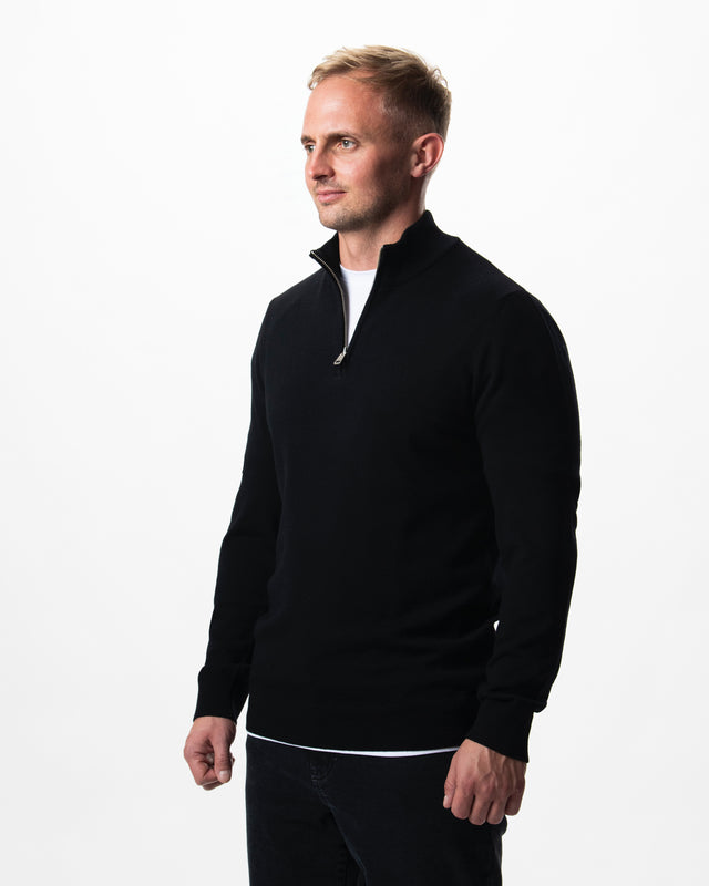 IOS TURTLE zip merino - BLACK