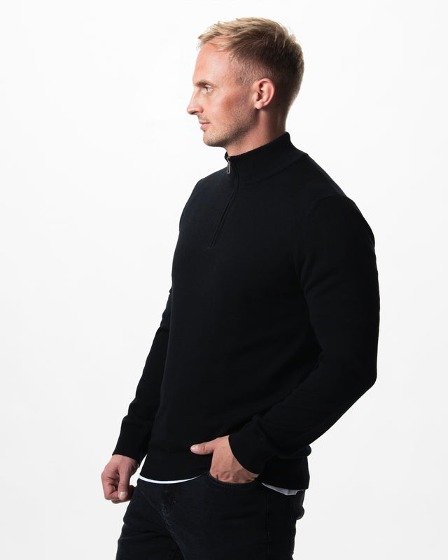 IOS TURTLE zip merino - BLACK