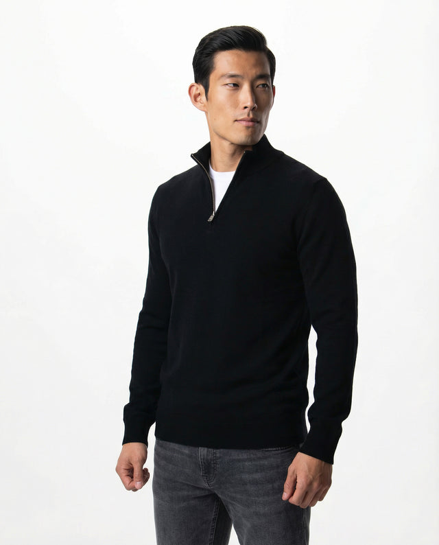 IOS TURTLE zip merino - BLACK