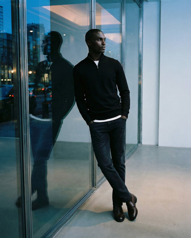 IOS TURTLE zip merino - BLACK