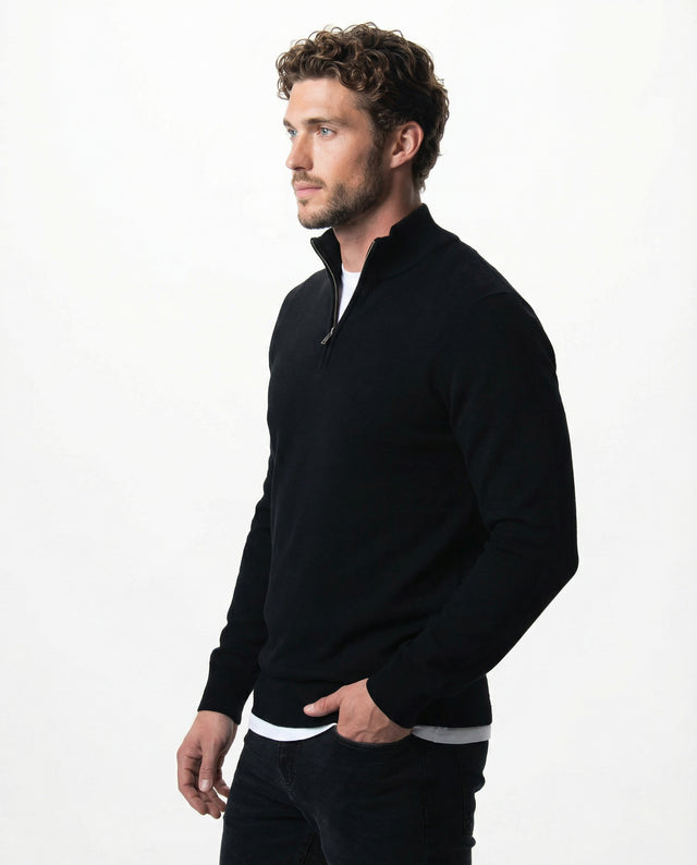 IOS TURTLE zip merino - BLACK