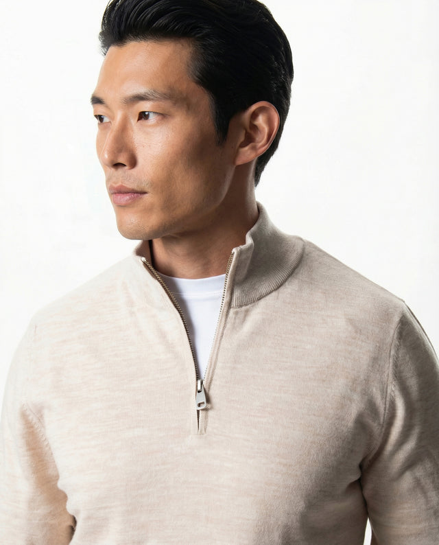 IOS TURTLE zip merino - IVORY MEL.