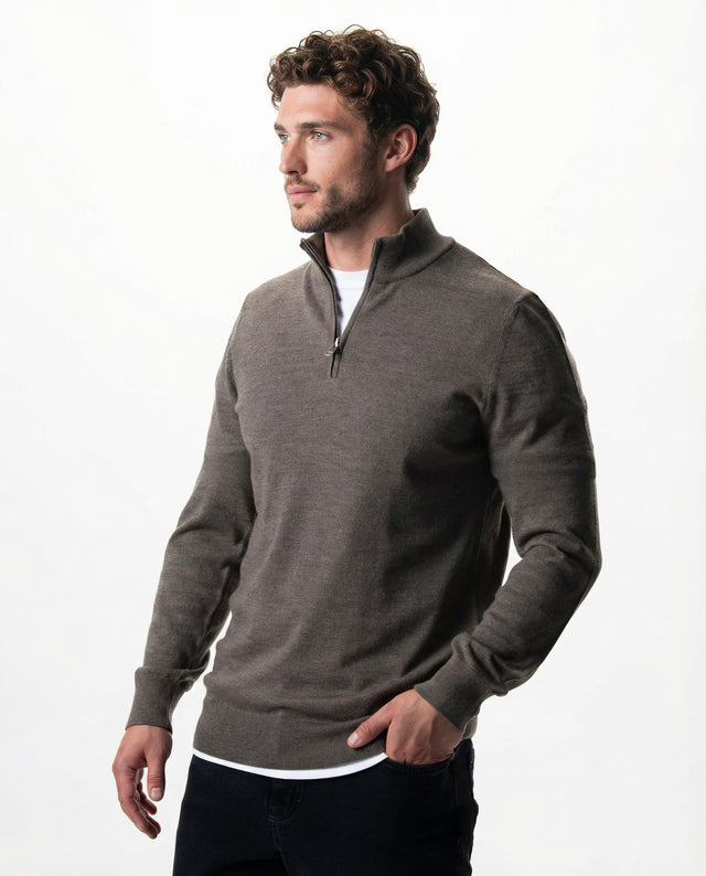 IOS TURTLE zip merino - BRAUN MEL.