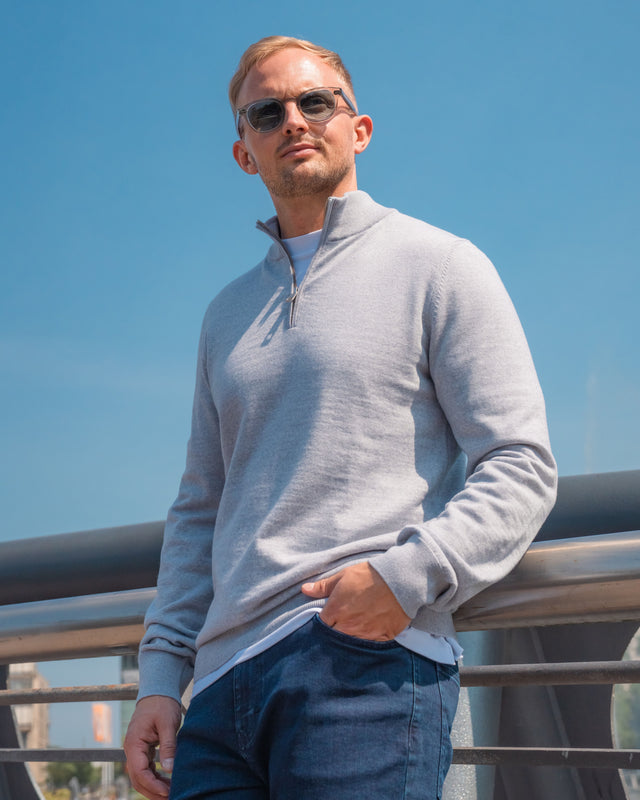 IOS TURTLE zip merino - LIGHT GREY MEL.