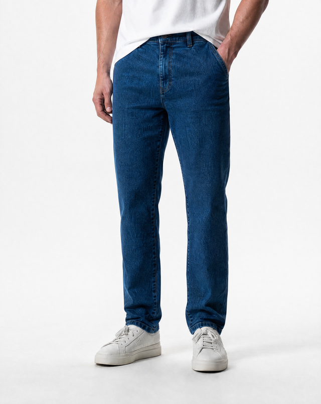 IOS JEANS straight - MID BLUE STONE WASH